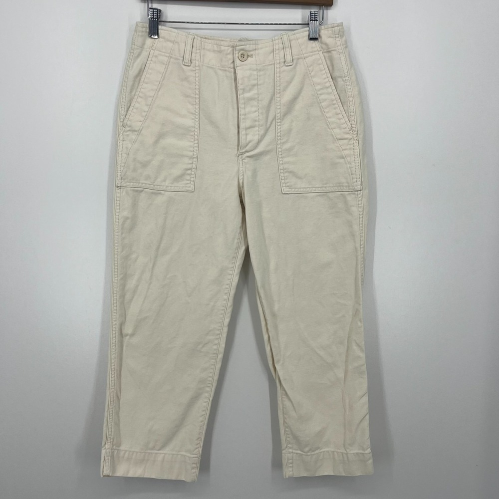 Gap Pants Women's Size 8 White High Rise Straight Crop Cotton